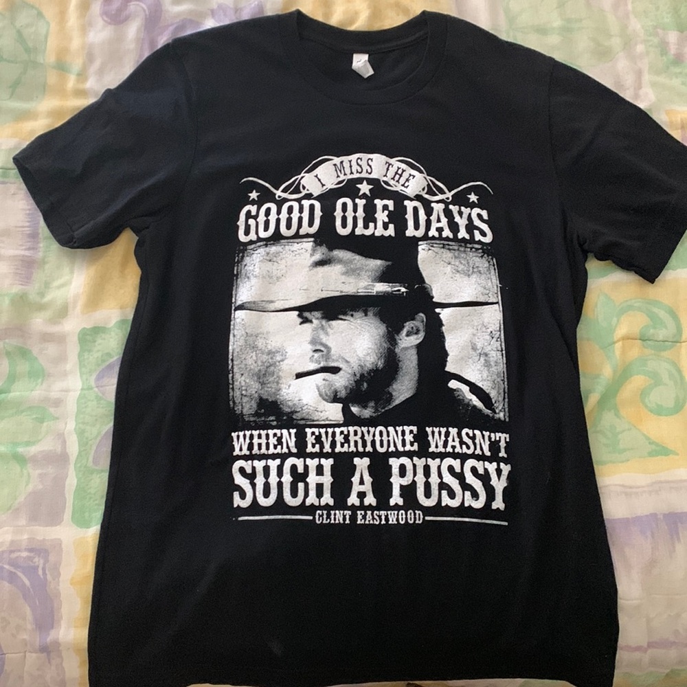 Black graphic tee, size medium